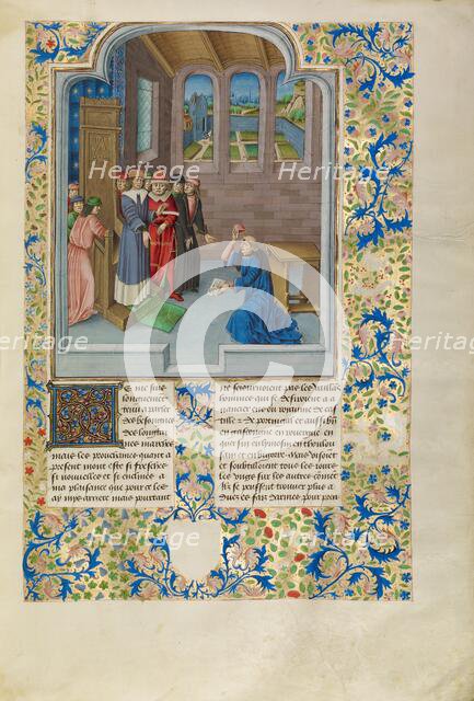 Froissart Kneeling before Gaston Phébus, Count of Foix, c1360s; about 1480-1483. Creator: Master of the Soane Josephus.