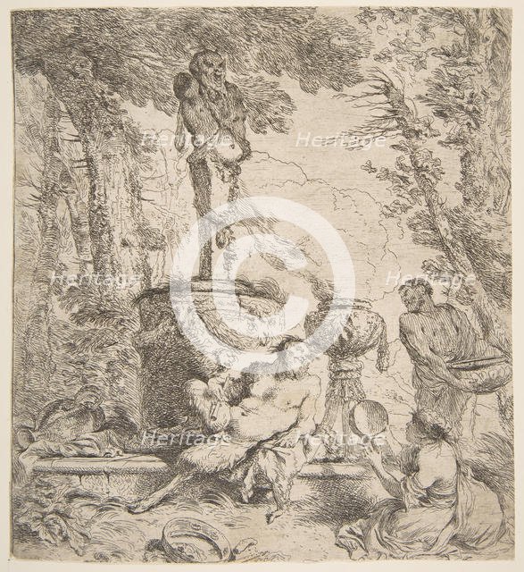 Bacchanal before an altar to the gods, ca. 1645. Creator: Giovanni Benedetto Castiglione.