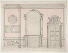 Design for treatment of a chimney-piece and adjacent door, 1830-97. Creators: Jules-Edmond-Charles Lachaise, Eugène-Pierre Gourdet.