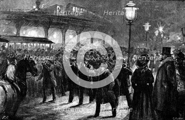 Bringing in the New Year in New York, 1890. Creator: R. Taylor.