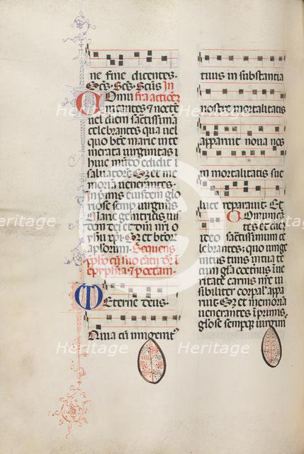 Missale: Fol. 177v: Music for various ordinary prayers, 1469. Creator: Bartolommeo Caporali (Italian, c. 1420-1503).