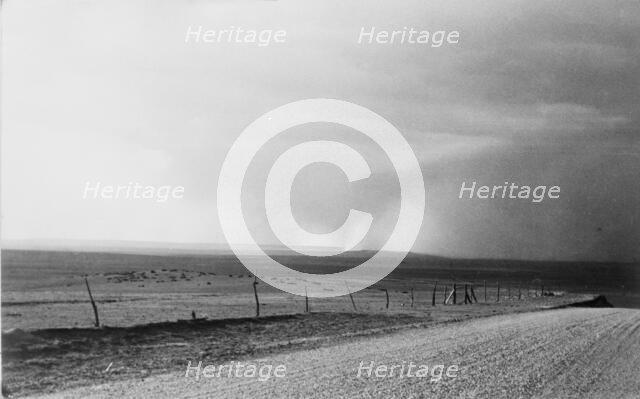 Dust storm near Mills, New Mexico, 1935. Creator: Dorothea Lange.