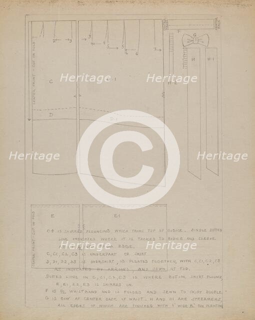 Dress Pattern, c. 1936. Creator: Emery Herrett.
