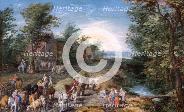 'Road Scene with Travellers and Cattle', early 17th century. Artist: Jan Brueghel the Elder.