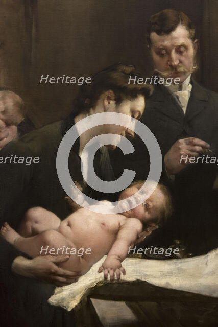 The work of a drop of milk at the Belleville Dispensary (triptych), 1903. Creator: Henry Jules Jean Geoffroy.