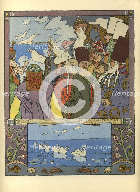 Ivan Tsarevich and Frog Princess, 1901. Artist: Bilibin, Ivan Yakovlevich (1876-1942)