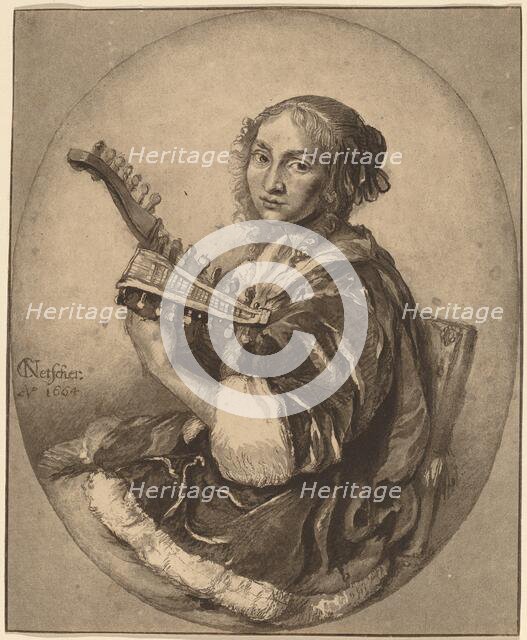 Lady with Double-Headed Lute, 1781. Creator: Cornelis Brouwer.