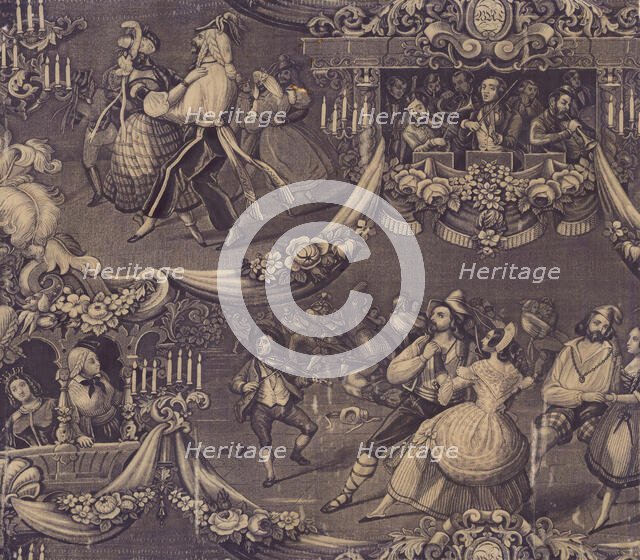 Le Bal (The Costume Ball) (Furnishing Fabric), France, 1827/40. Creator: Unknown.