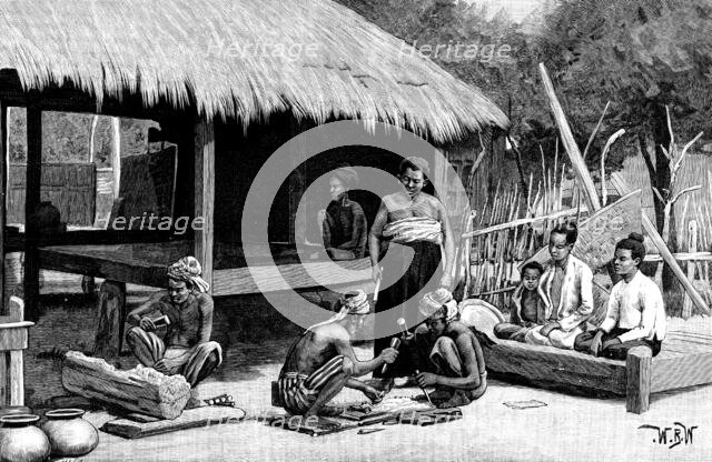 Sketches in Burmah: Burmese wood-carvers, 1890. Creator: H. W..