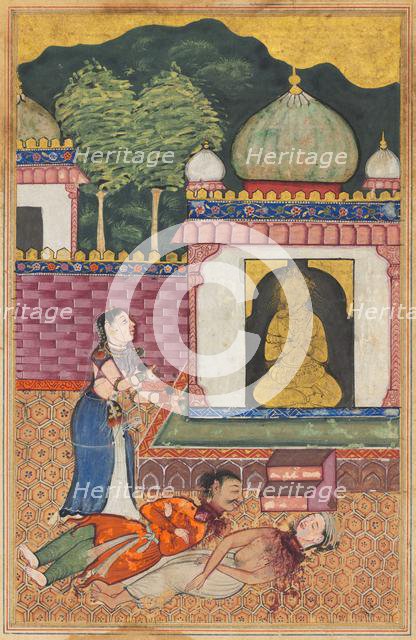 Page from Tales of a Parrot (Tuti-nama): Thirty-fourth night: The princess discovers..., c. 1560. Creator: Unknown.