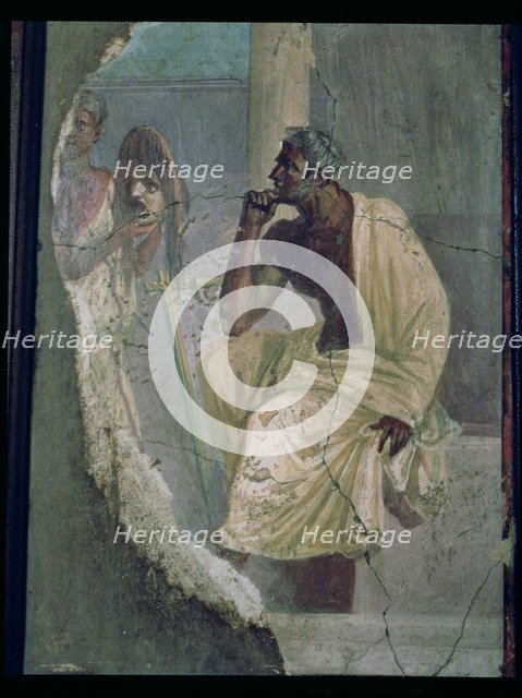 Actor and mask, fresco from the house of the Tragic Poet at Pompeii.
