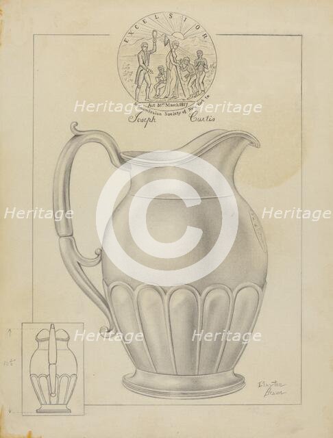 Silver Water Pitcher, c. 1936. Creator: Clayton Braun.