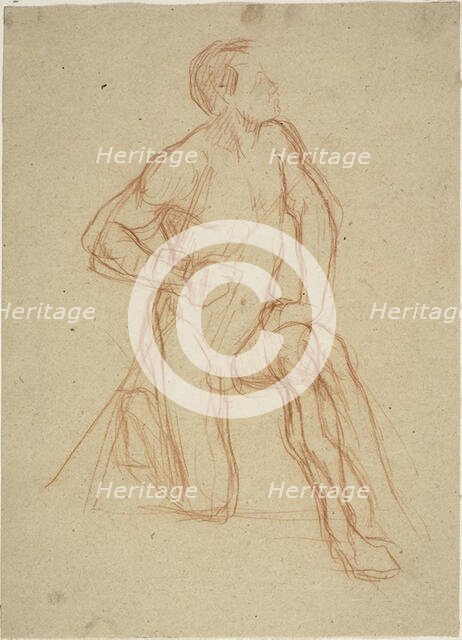 Male Figure Kneeling, c. 1874. Creator: Jules Elie Delaunay.