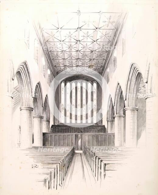 Interior of St Machar's Cathedral-illustration for "The Heraldic Ceiling of St Machar's..., 1888. Creator: George Reid.
