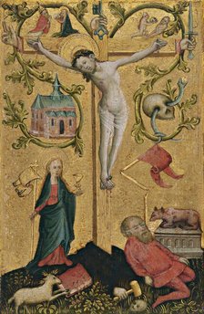 Diptych with symbols of the Virgin and Redeeming Christ: Christ with the Cross as Redemptor..., 1410 Creator: Anon.