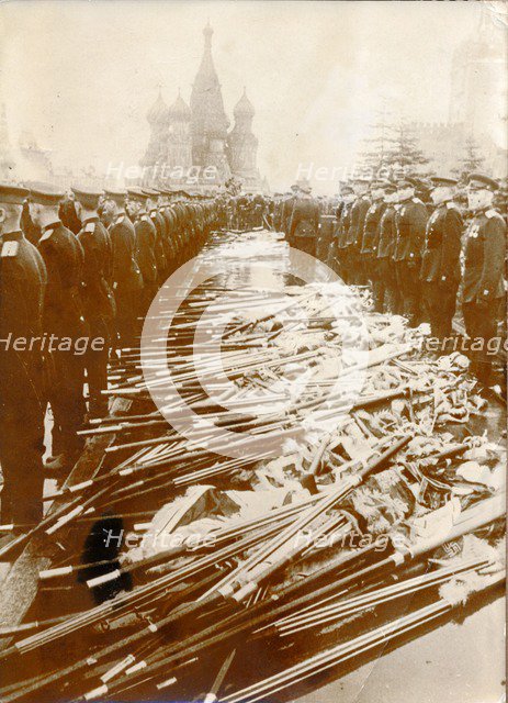 Captured Nazi flags outside Lenin's Mausoleum, Moscow, c1945. Artist: Unknown