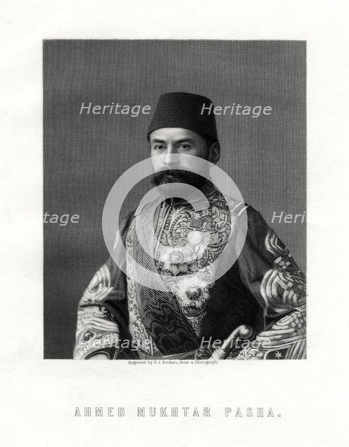 Ahmed Mukhtar Pasha, French and Ottoman Empire army officer, 19th century.Artist: George J Stodart