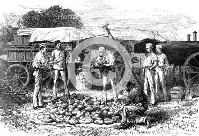 The Autumn Campaign: steam bakery - drawing a batch of loaves, 1872. Creator: Unknown.