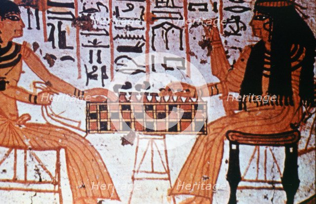 Chapel Interior, Nobles Playing Chess, Thebes, Egypt Artist: Unknown