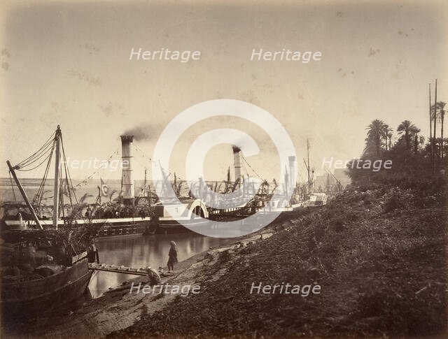Fête de S. A. Ismaïl Pacha à bord des bateaux de LL. A A. les princes, janvier 1867, 1867. Creator: Gustave Le Gray.