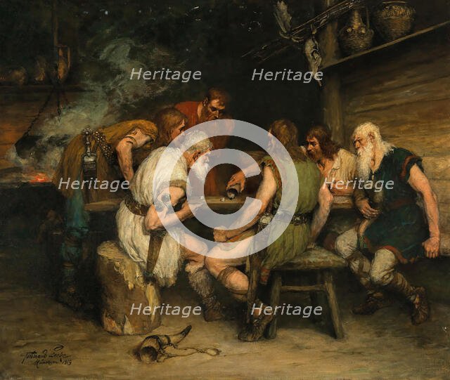 A Game of Dice, 1919. Creator: Leeke, Ferdinand (1859-1937).