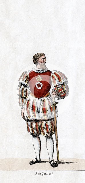 Sergeant, costume design for Shakespeare's play, Henry VIII, 19th century. Artist: Unknown