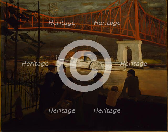 Queensboro Bridge, East River, c. 1910. Creator: Glenn O Coleman.