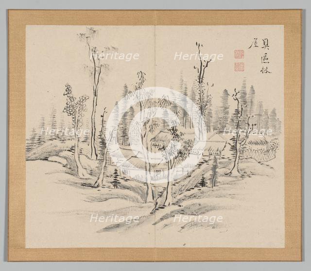 Double Album of Landscape Studies after Ikeno Taiga, Volume 2 (leaf 23), 18th century. Creator: Aoki Shukuya (Japanese, 1789).