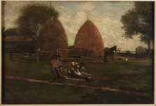 Haystacks and Children, 1874. Creator: Winslow Homer.