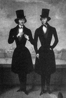 Portrait of Alexander Pushkin and Nikolai Gogol, First quarter of 19th cen.. Artist: Anonymous  