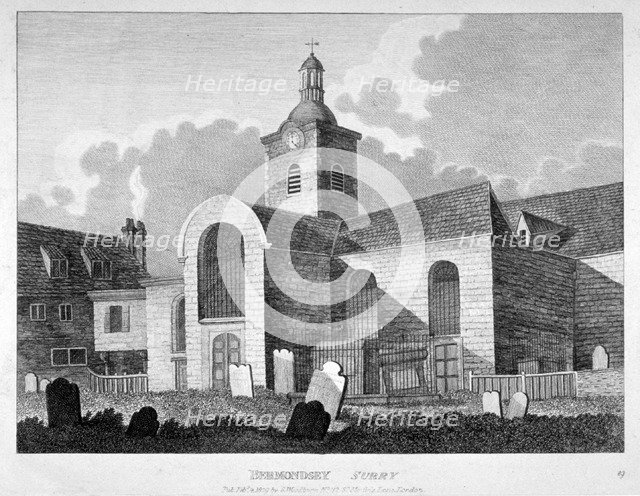 View of the Church of St Mary Magdalen, Bermondsey, London, 1809. Artist: Anon
