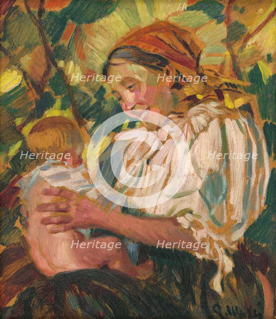 A Village Mother with a Child, 1926. Creator: Gustav Mally.