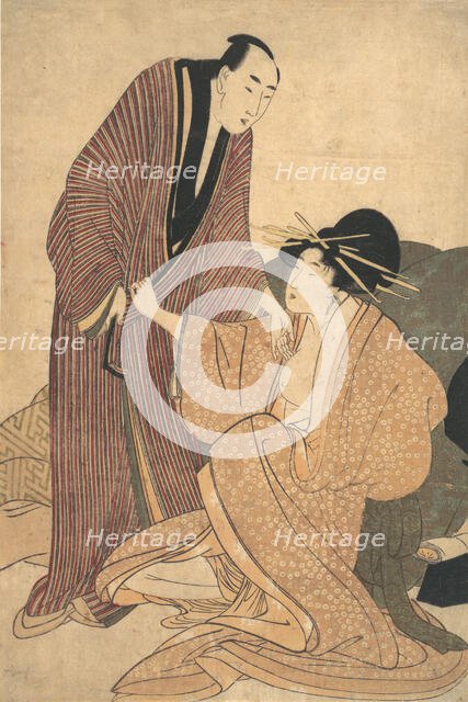 Parting of Lovers: Courtesan and Her Lover, ca. 1800. Creator: Kitagawa Utamaro.