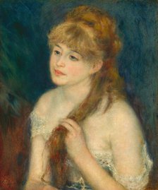 Young Woman Braiding Her Hair, 1876. Creator: Pierre-Auguste Renoir.