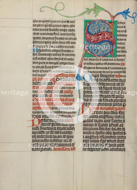 Decorated Initial S; Collegium Ducale, about 1420-1430. Creator: Master Michael.