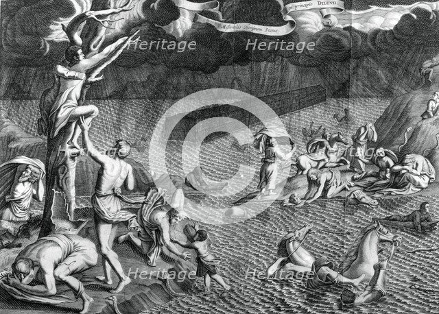 Scene of the Deluge, 1675. Artist: Athanasius Kircher