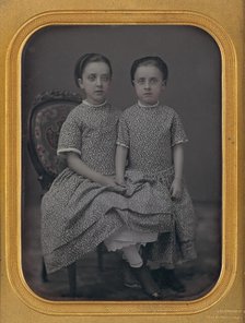 [Two Girls in Identical Dresses], ca. 1857. Creator: Jeremiah Gurney.