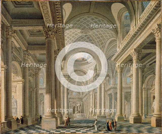 Interior of the Madeleine church after the project of Contant d'Ivry, c1763. Creator: Pierre-Antoine Demachy.