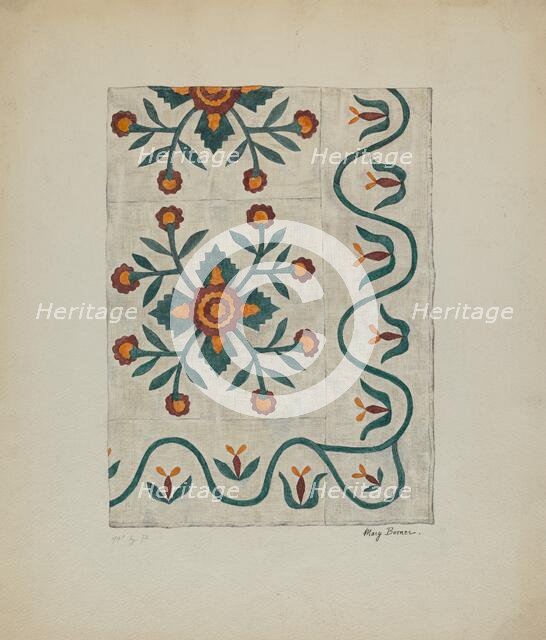 Applique Bedspread, c. 1937. Creator: Mary Berner.