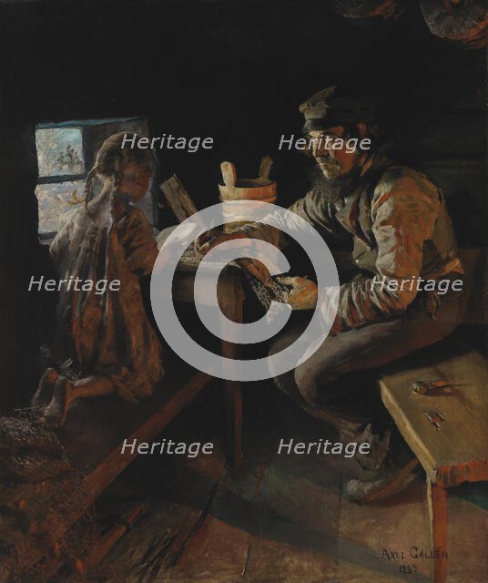 First Lesson, 1887-1889. Creator: Akseli Gallen-Kallela.