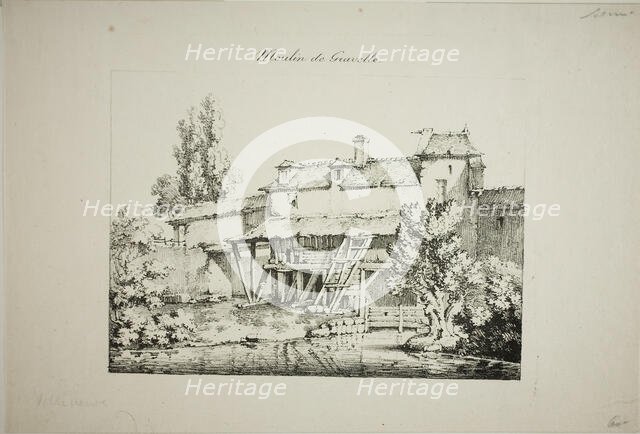 Mill at Gravelle, I, 1824/27. Creator: Louis Jules Federe Villeneuve.