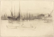 Steamboats off the Tower, 1875. Creator: James Abbott McNeill Whistler.