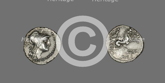 Denarius (Coin) Depicting the Goddess Roma, 91 BCE. Creator: Unknown.