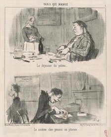 Le déjeuner du patron; le sixiéme clerc prenant sa pitance, 19th century. Creator: Honore Daumier.