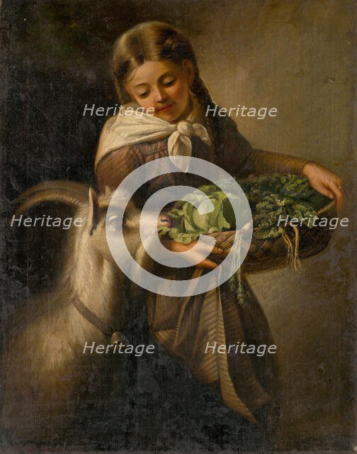 Girl with a Goat, 1860-1880. Creator: Irme Revesz.