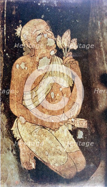 Painting of a Buddhist monk from the Ajanta cave temples, India, 5th-6th century. Artist: Unknown