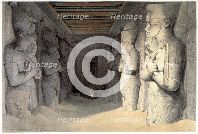 Giant limestone statues of Rameses II, Temple of Rameses, Abu Simbel, Egypt, 1836. Artist: David Roberts