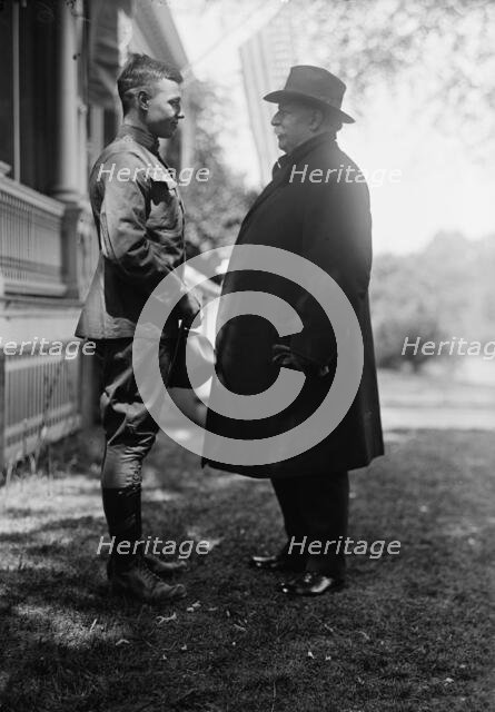 Fort Myer Officers Training Camp - Charles P. Taft at Camp with Father, Ex-President Taft, 1917. Creator: Harris & Ewing.