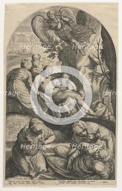 The Disciples of Christ Carrying His Body to the Tomb, 1594. Creator: Jacob Matham (Dutch, 1571-1631).