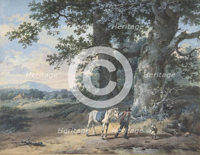 A Peasant Leading his Horse on the Outskirts of a Wood, late 18th-mid 19th century. Creator: Pieter Barbiers.